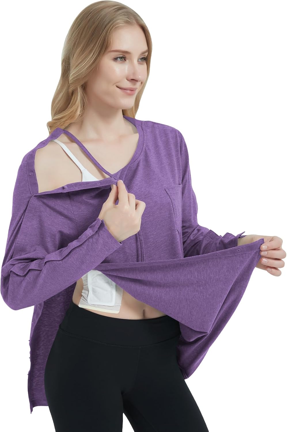 Women's Post-Surgery Shirts Long Sleeve Adaptive Tops for Comfort