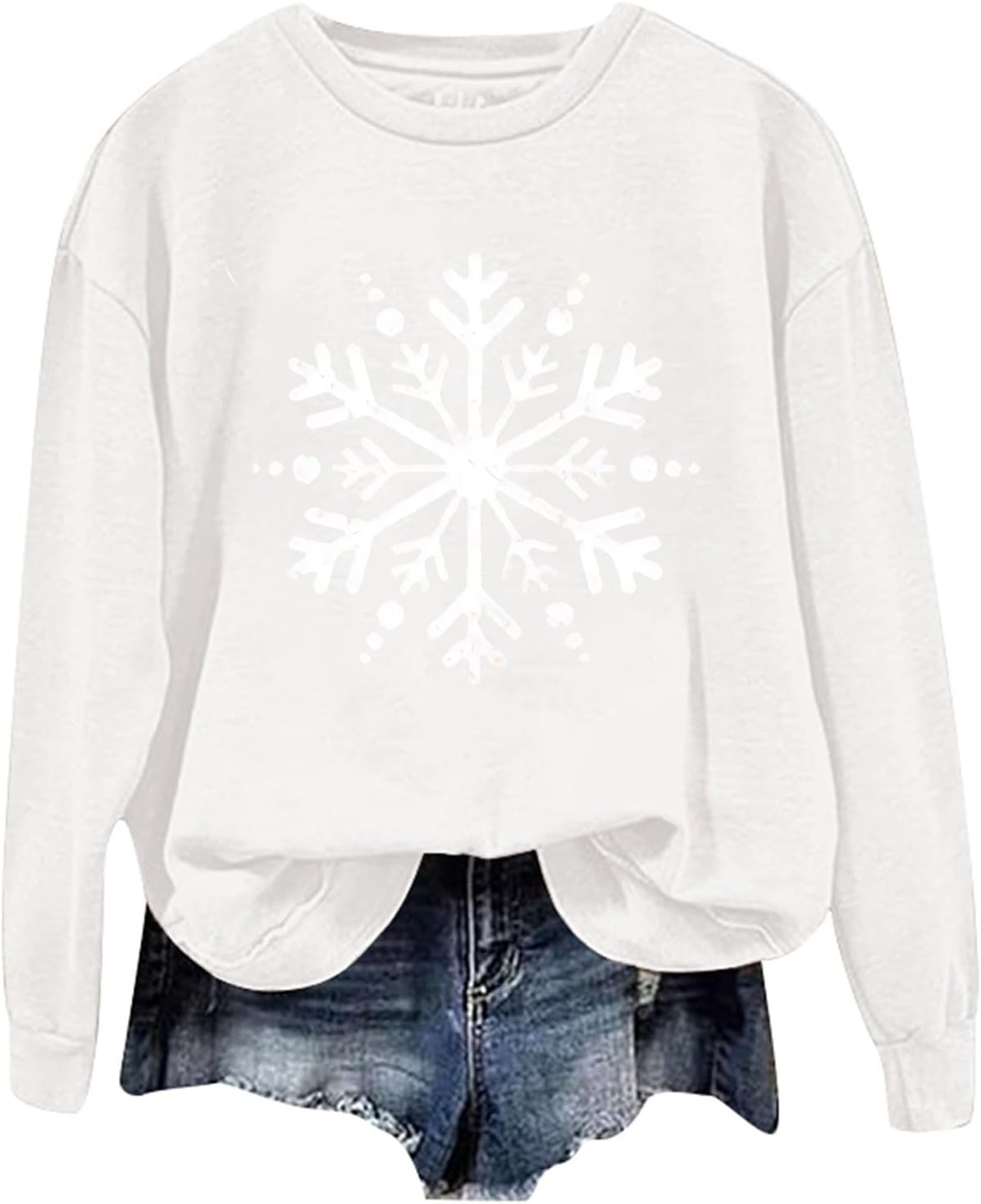 Snowflake Print Christmas Sweatshirt - Cozy Style!
