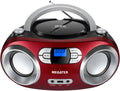 Portable CD Boombox with FM Radio and Bluetooth - Compact Cherry Red