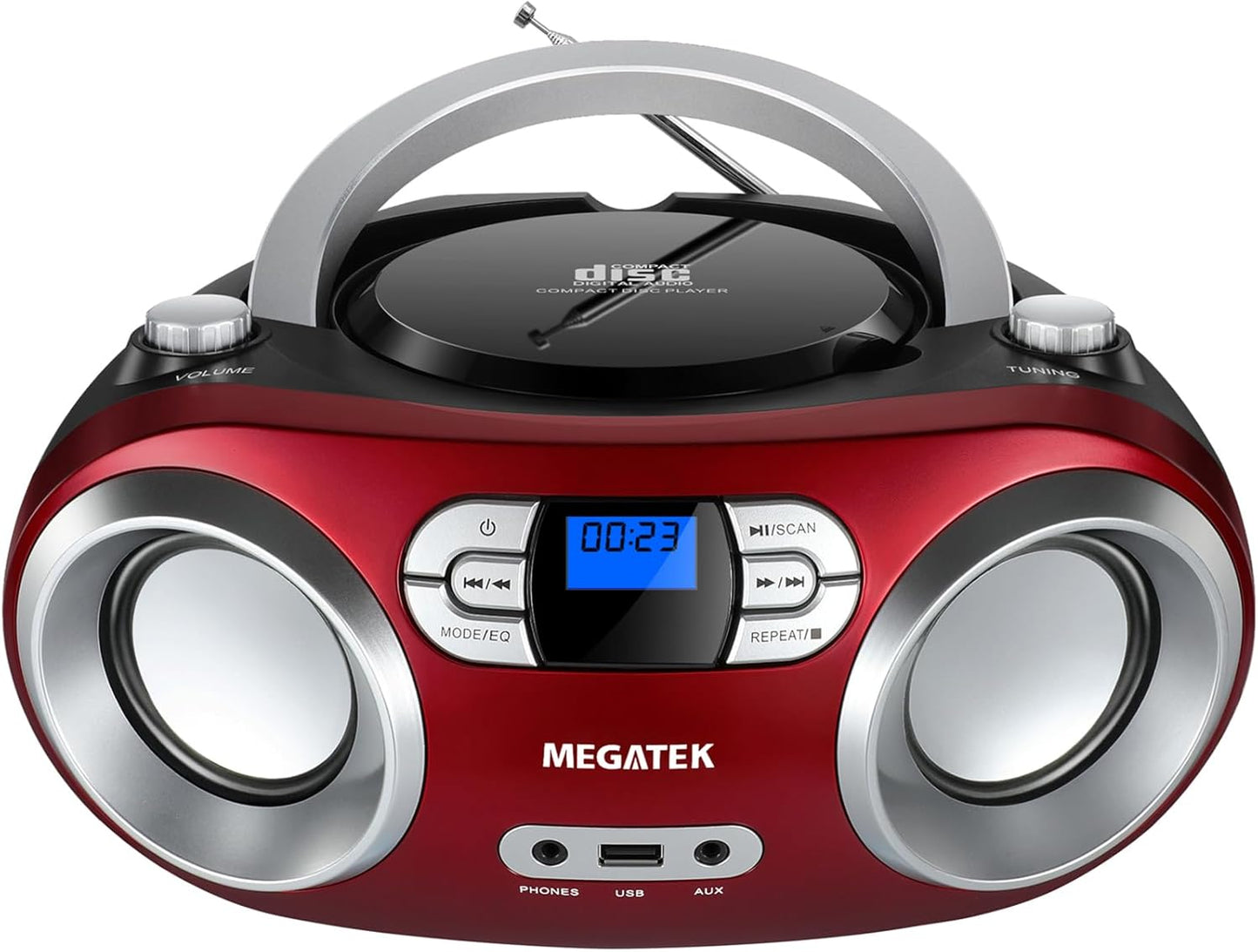 Portable CD Boombox with FM Radio, Bluetooth, and USB Port