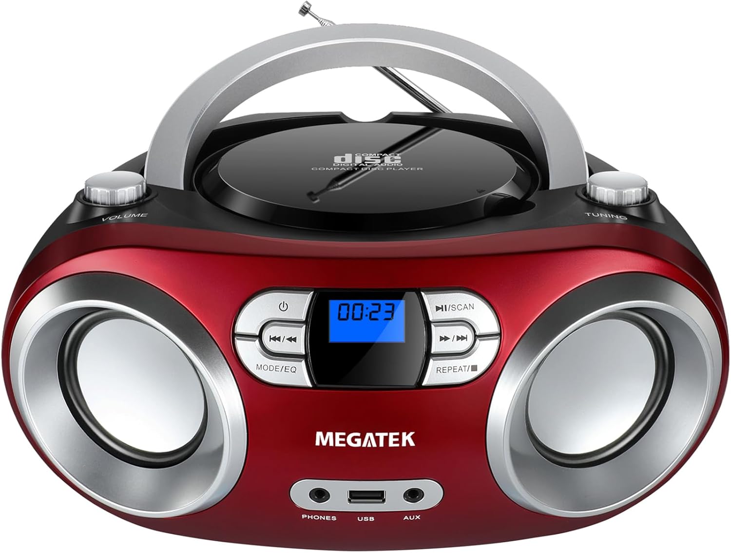 Portable CD Boombox with FM Radio, Bluetooth, and USB Port