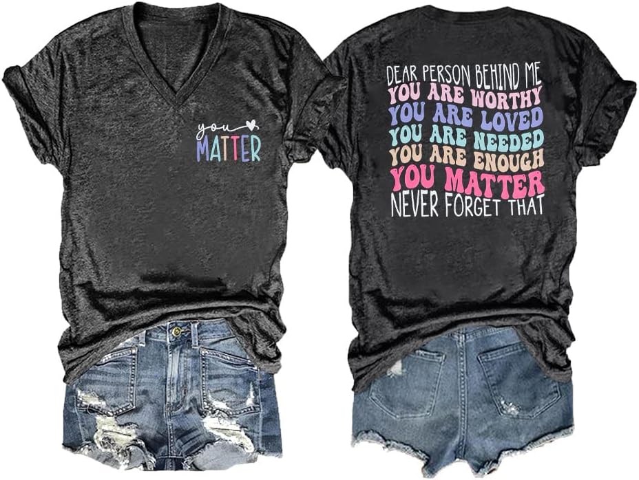 LUKYCILD Mental Health Awareness Tee, Gray V-Neck