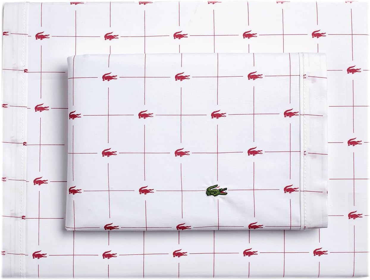 Lacoste Slice 100% Cotton Percale Sheet Set for Comfort