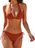 Women's Two Piece Textured Halter Bikini Set - Sexy, Padded Fit