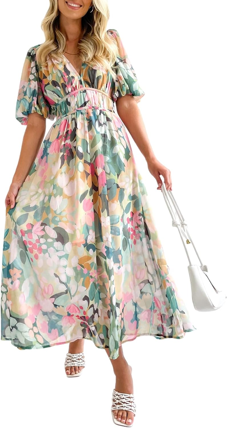 Women's Floral Maxi Dress for Summer and Fall Weddings