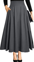 Women's Ankle Length High Waist A-line Maxi Skirt - With Pockets
