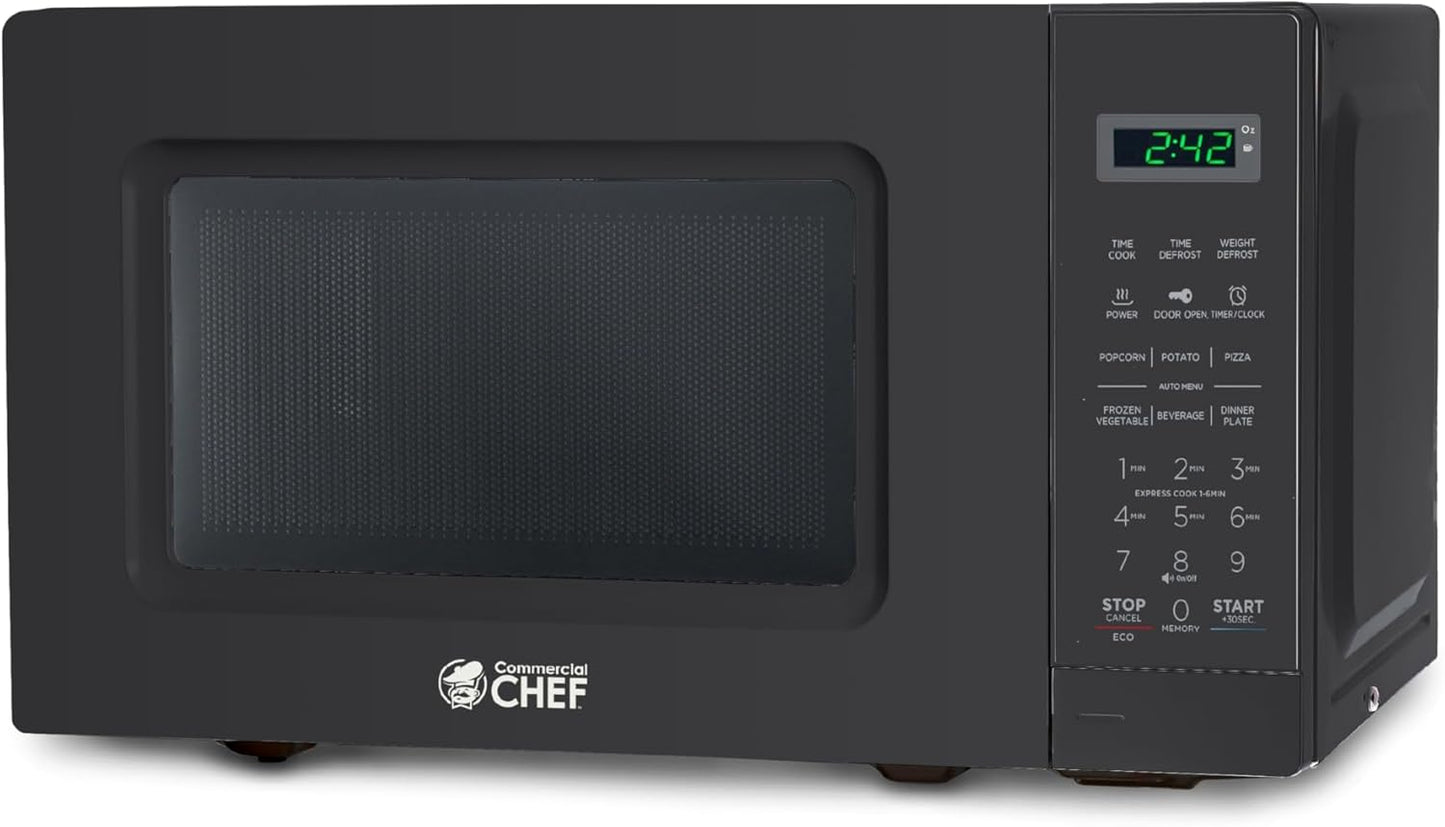 Commercial Chef 0.7 Cu Ft Microwave - 10 Power Levels & Child Safety Lock
