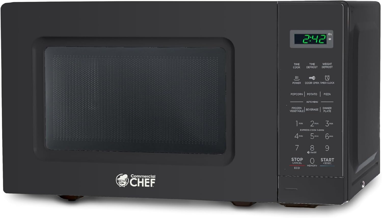 Commercial Chef 0.7 Cu Ft Microwave - 10 Power Levels & Child Safety Lock