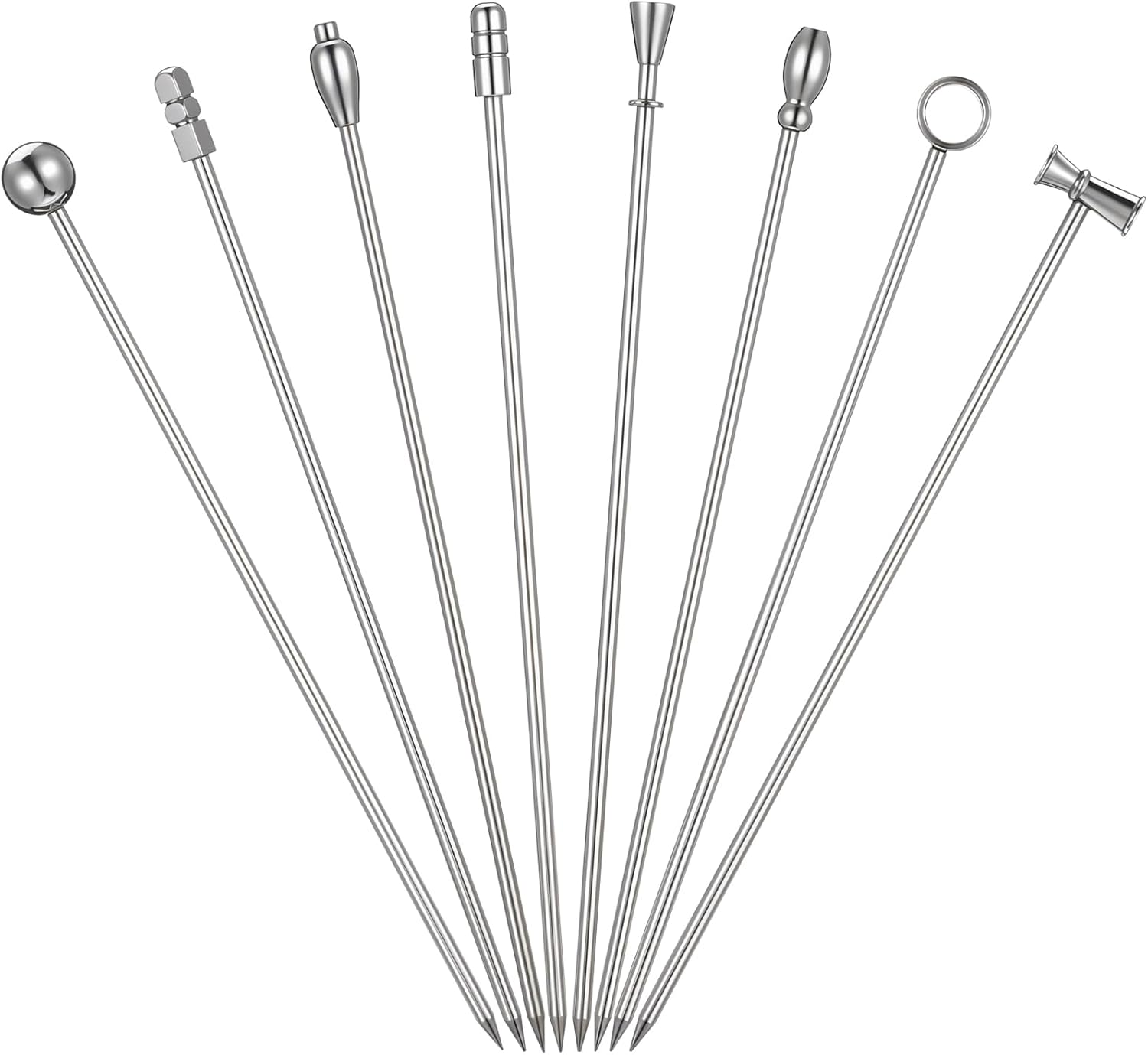 Stylish Stainless Cocktail Picks - 8 PCS Set