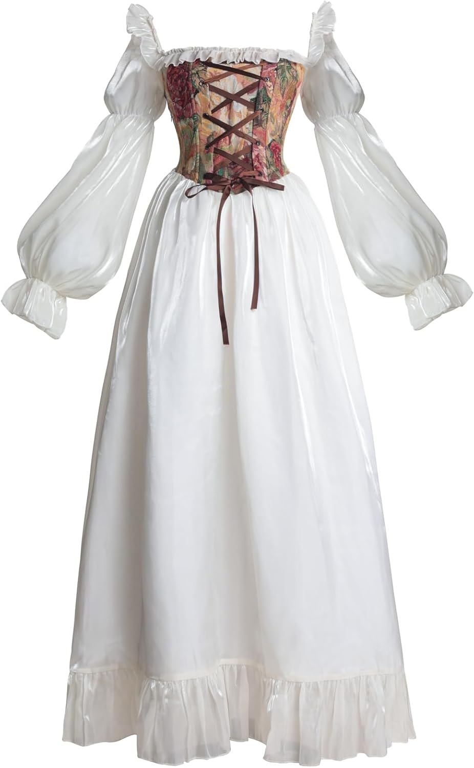 Elegant White Renaissance Dress for Women - Victorian Style Costume