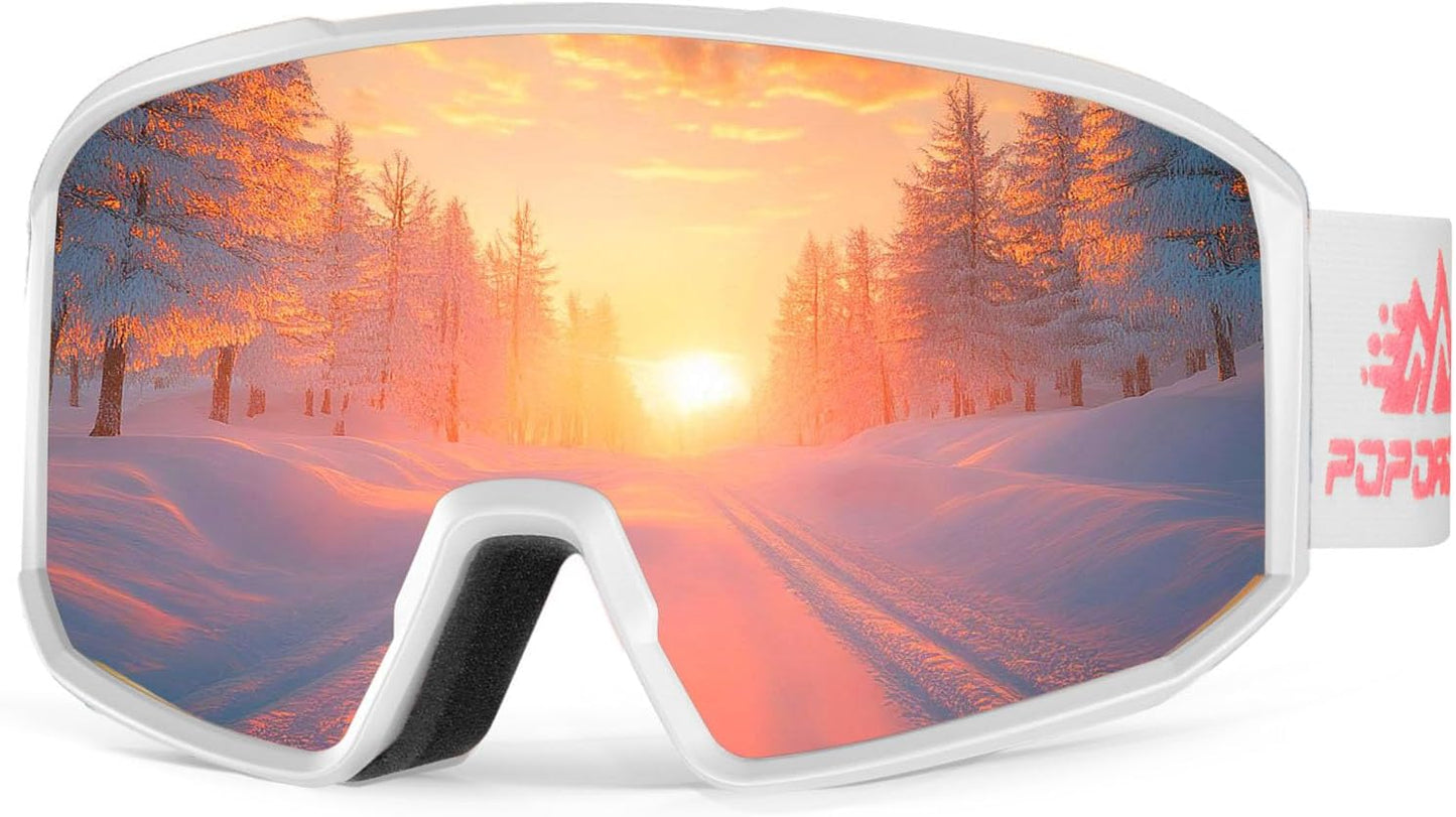 POPOACTI Magnetic Lens Ski Goggles - Wide Vision, UV Protection