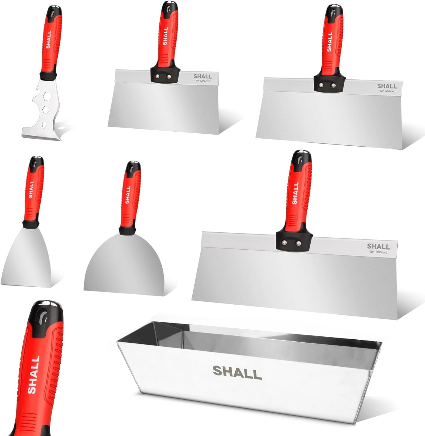 SHALL Drywall Tool Kit - 7 Pcs Stainless Steel Set for Finishing