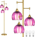 Gold Floor Lamps for Living Room Bedroom - 3 Light Glass Tree Floor