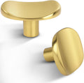 6 Pack Brushed Gold Zinc Alloy Cabinet Knobs - Solid Square Drawer