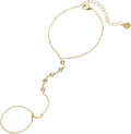 CZ Diamond Ring Bracelet Hand Chain for Women - Adjustable Elegant