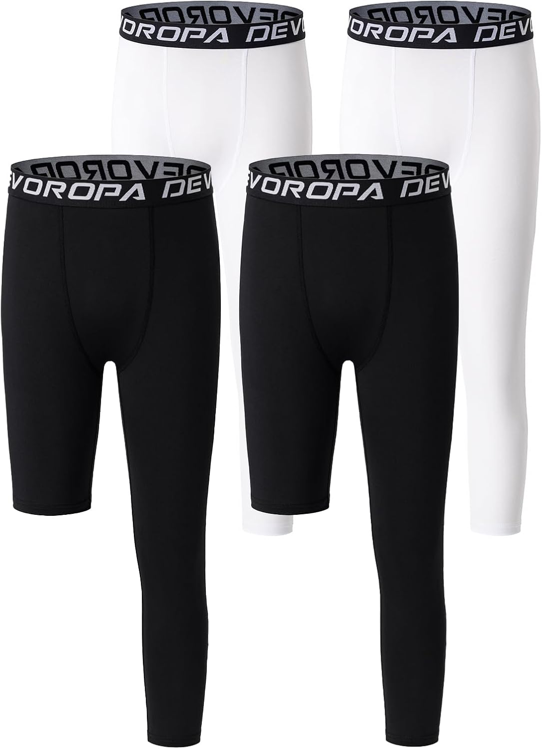 DEVOROPA Youth Boys One Leg Compression Pants for Sports Tights