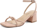 Women's Strappy Heels Open Square Toe - Comfortable 2 in Block Heel