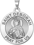 Saint Deborah Round Religious Medal - Sterling Silver 1 in