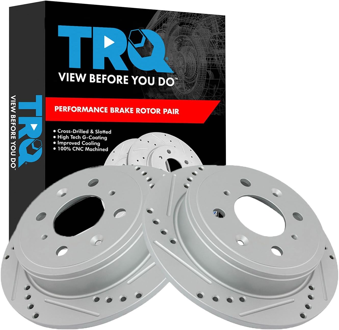 TRQ Rear Performance Brake Rotor Set for Honda Vehicles