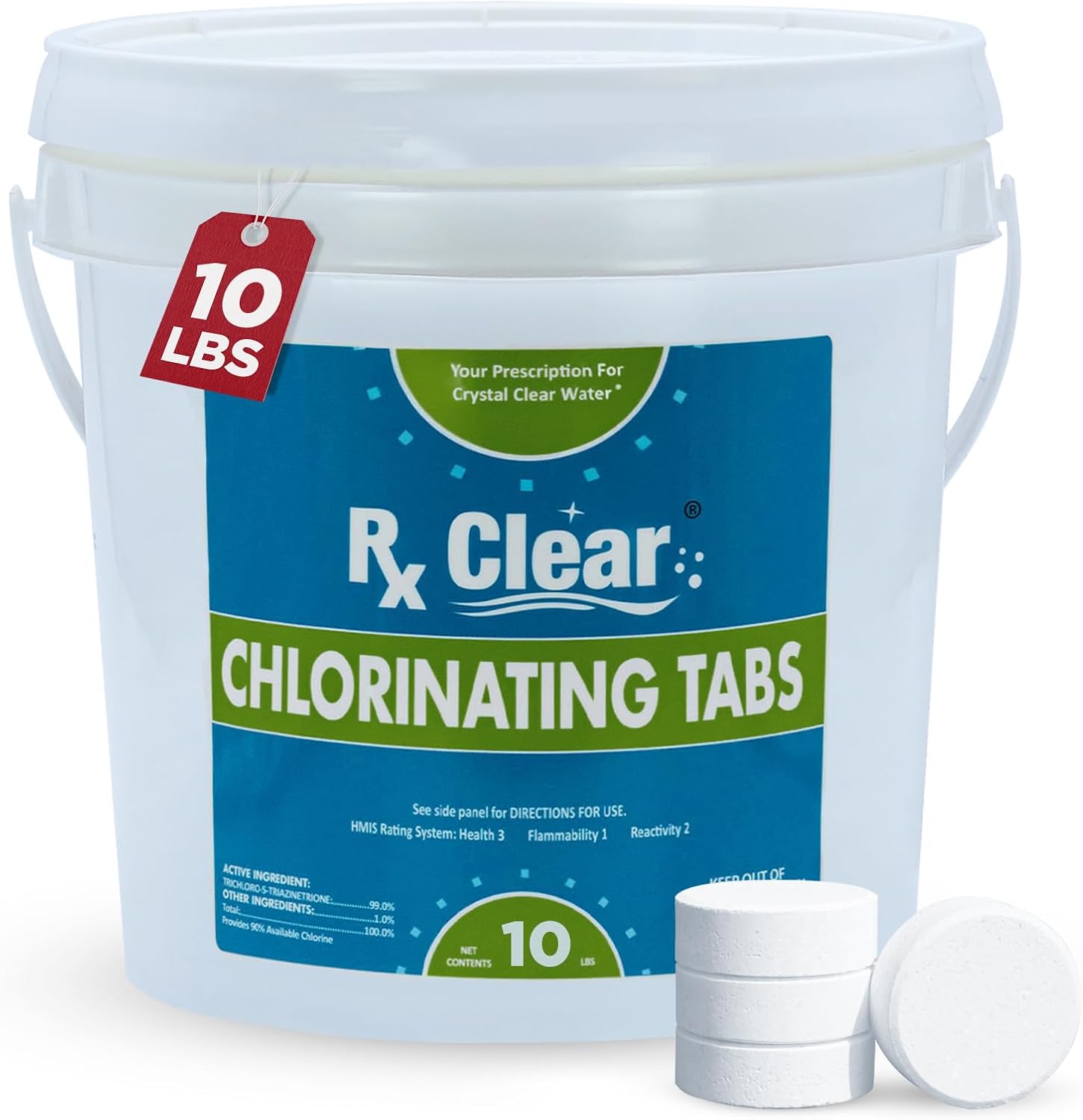 Rx Clear 3 Inch Chlorine Tabs for Pool Sanitizing and Care