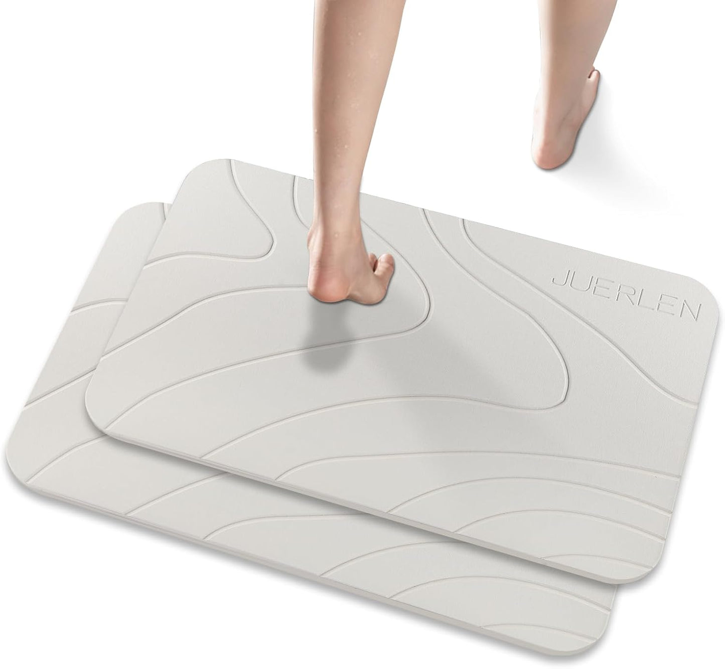 Diatomaceous Earth Shower Mat 2 Pack, Fast-Drying Bath Mats