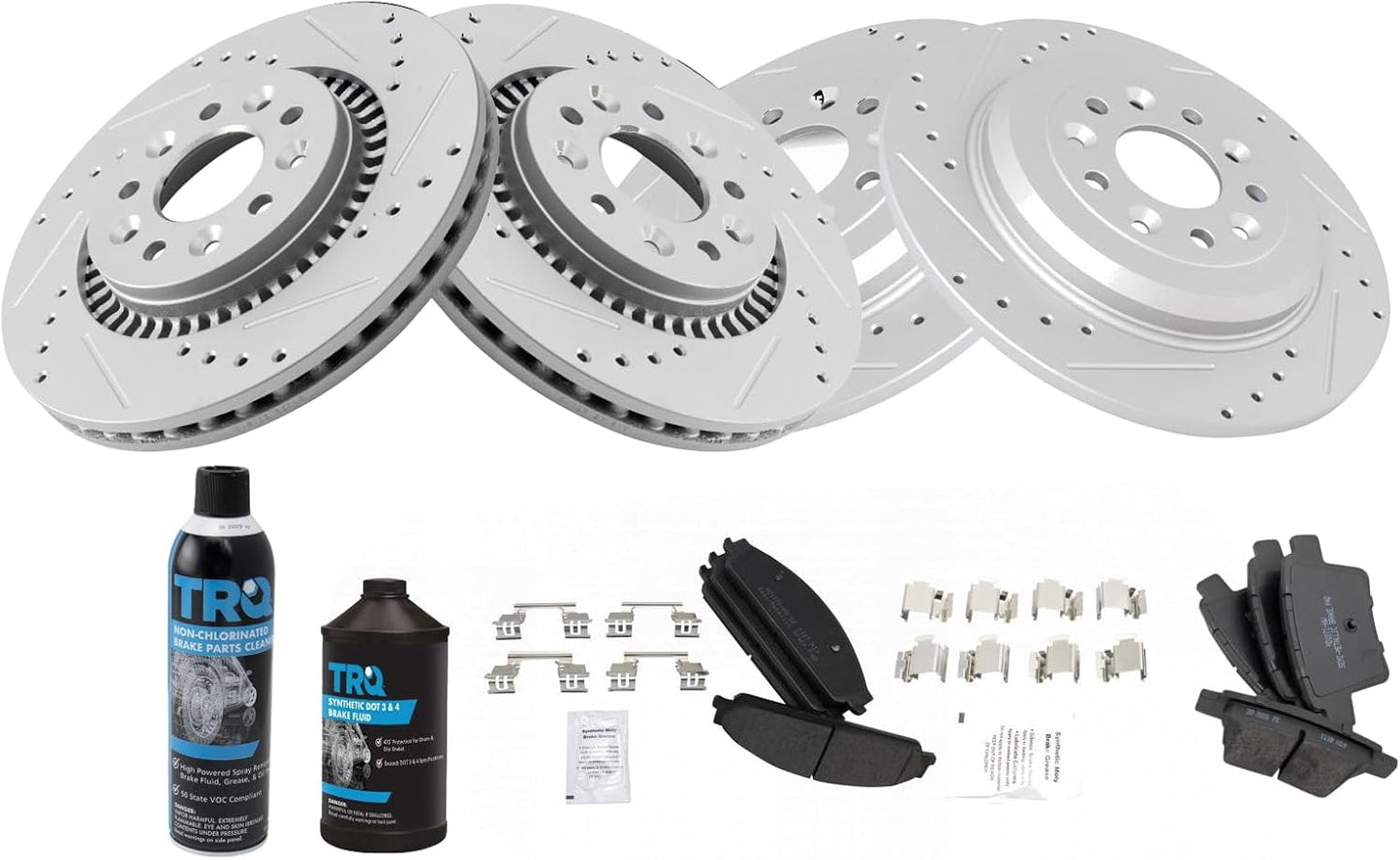 TRQ Front & Rear Metallic Brake Pad & Rotor Set for Ford Mercury