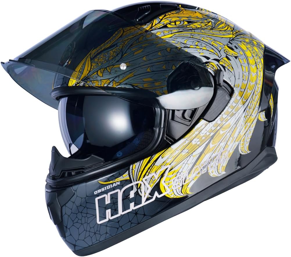 HAX Obsidian Full Face Dual Visor Motorcycle Helmet for Safety
