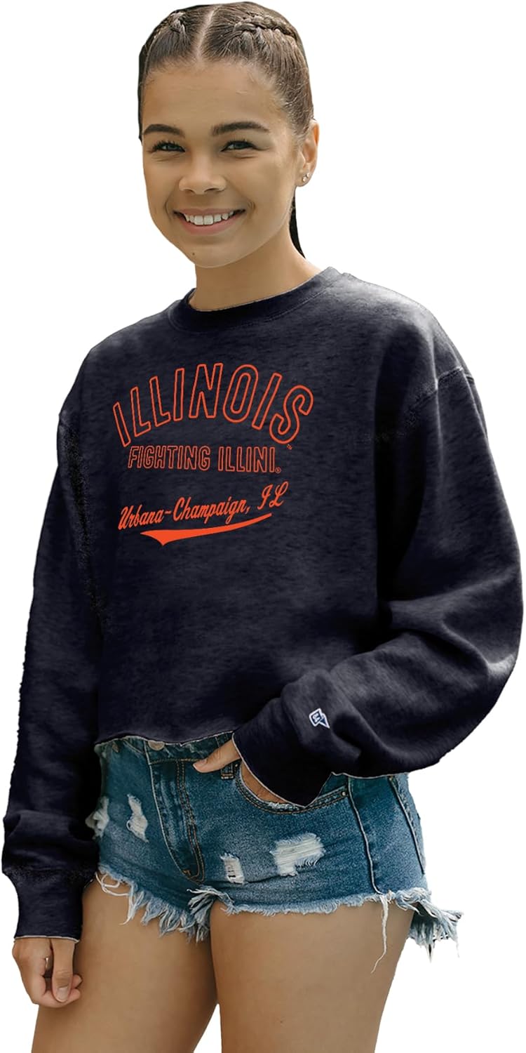 Illinois Illini Women's Crop Crewneck Sweatshirt for Fans