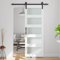 30in x 84in 5-Panel Sliding Glass Barn Door - Frosted Bathroom Privacy