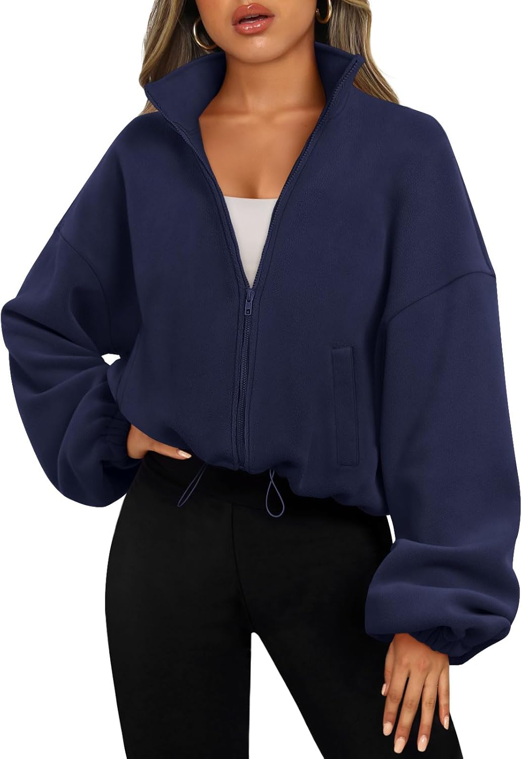 AUTOMET Womens Fleece Jackets Zip Up Oversized Sweatshirts
