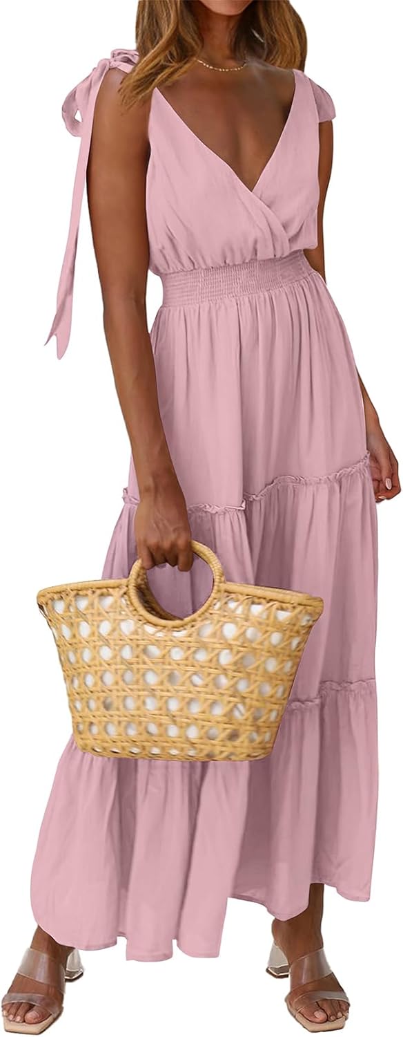 PRETTYGARDEN Women's Sleeveless Tiered Maxi Dress for Summer