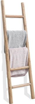 Wood Blanket Ladder 57in Rustic Leaning Quilt Display - Farmhouse