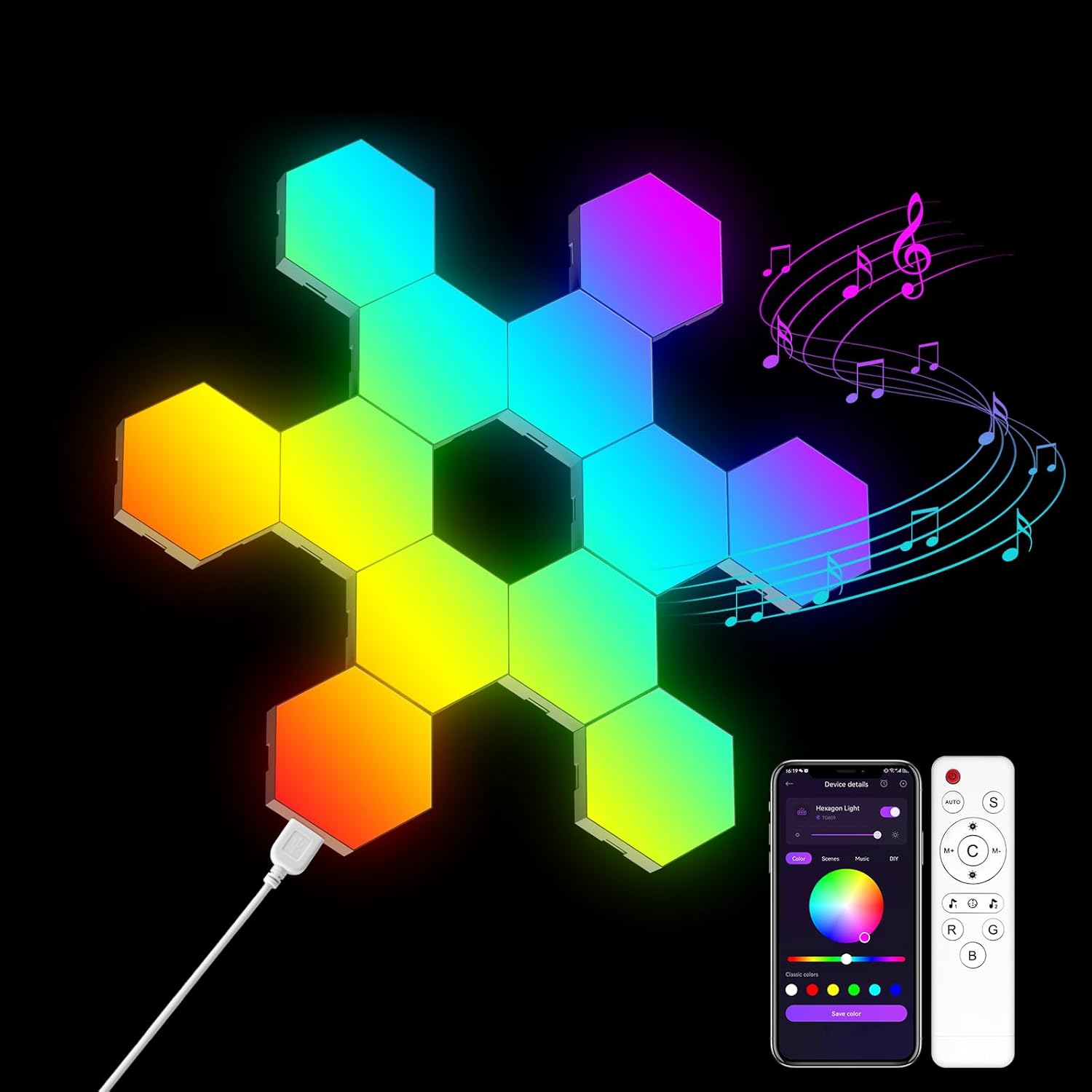 Hexagon Lights Wall RGB Panel - Smart APP Music Sync Decor