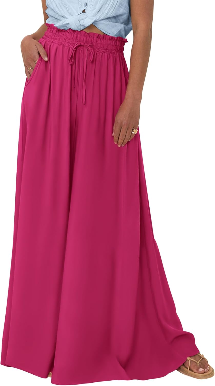 Casual High Waist Wide Leg Pants for Women - Stylish Palazzo Trousers