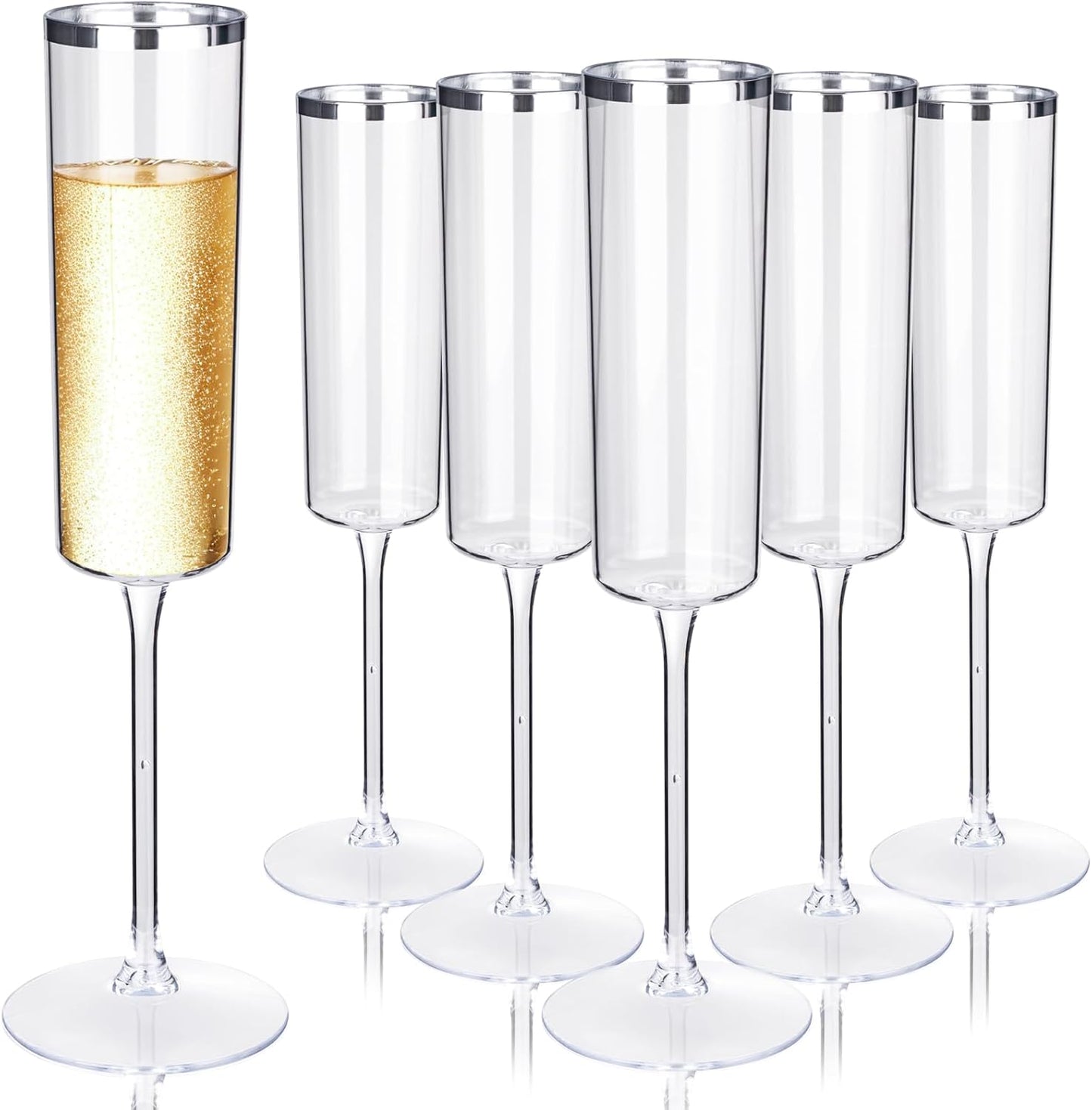Ciaell 24 Pack Silver Plastic Champagne Flutes for Any Occasion