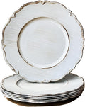 Antique White Charger Plates 13in Round Set of 6 - Elegant Tableware