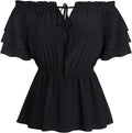 Scarlet Darkness Women Renaissance Shirt with Ruffled Sleeves - Off