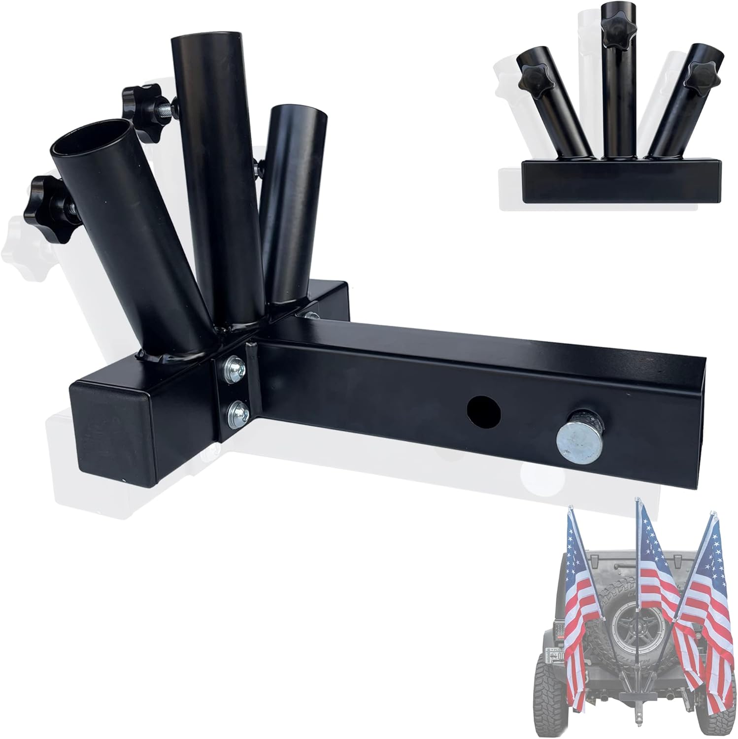 Triple Hitch Flag Pole Holder for Truck and RV Flagpole Kit