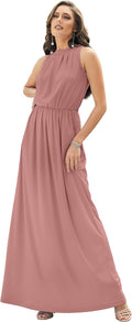 Cinnamon Rose Pink Maxi Dress for Women - Flowy Sleeveless
