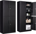 Metal Storage Cabinet with 3 Adjustable Shelves and 4 Doors - Lockable