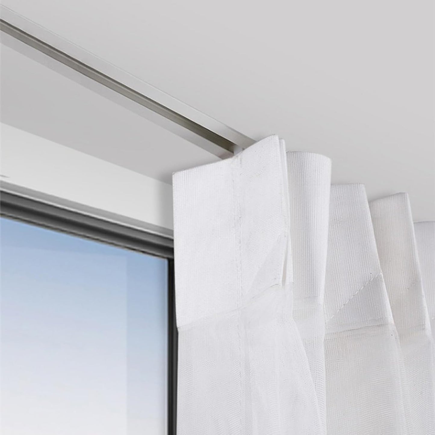 QIANMEI 16.4ft Flexible Ceiling Mount Curtain Track - Lightweight Aluminum, Hidden Design
