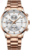 CRRJU Men's Fashion Stainless Steel Chronograph Waterproof Watch