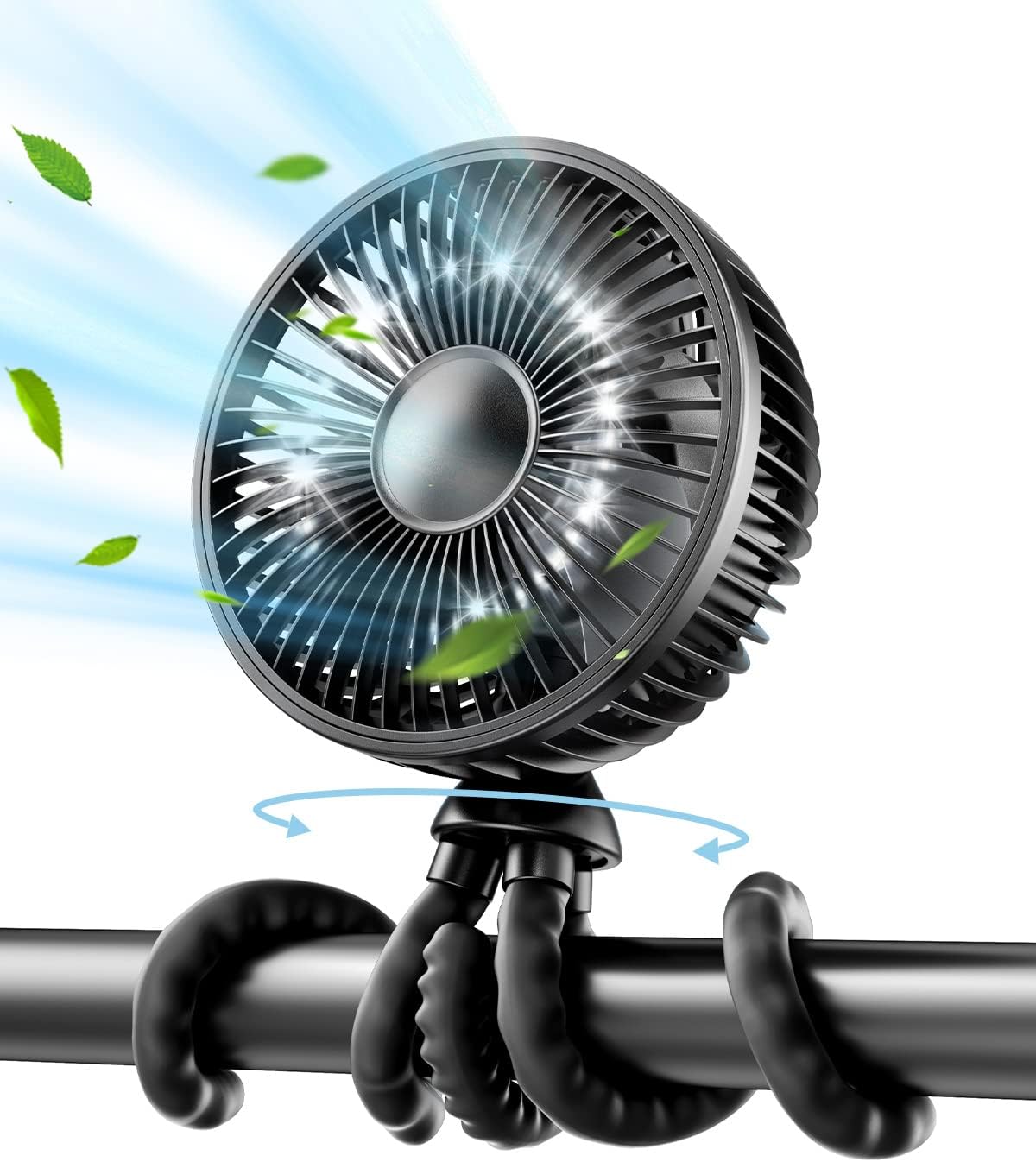 Portable 4 Speeds Baby Fan with Light