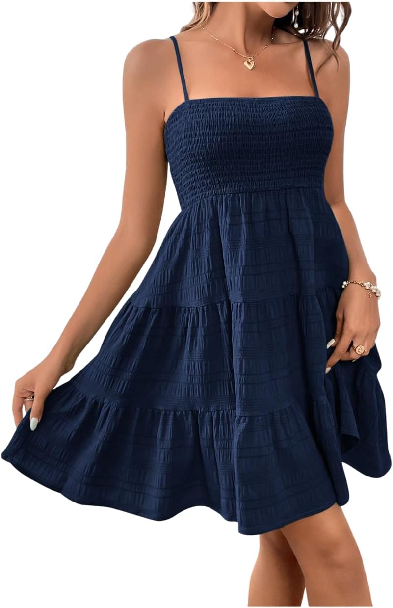 Stylish Women's Sundress Smock Cami Mini Dress for Summer Fun