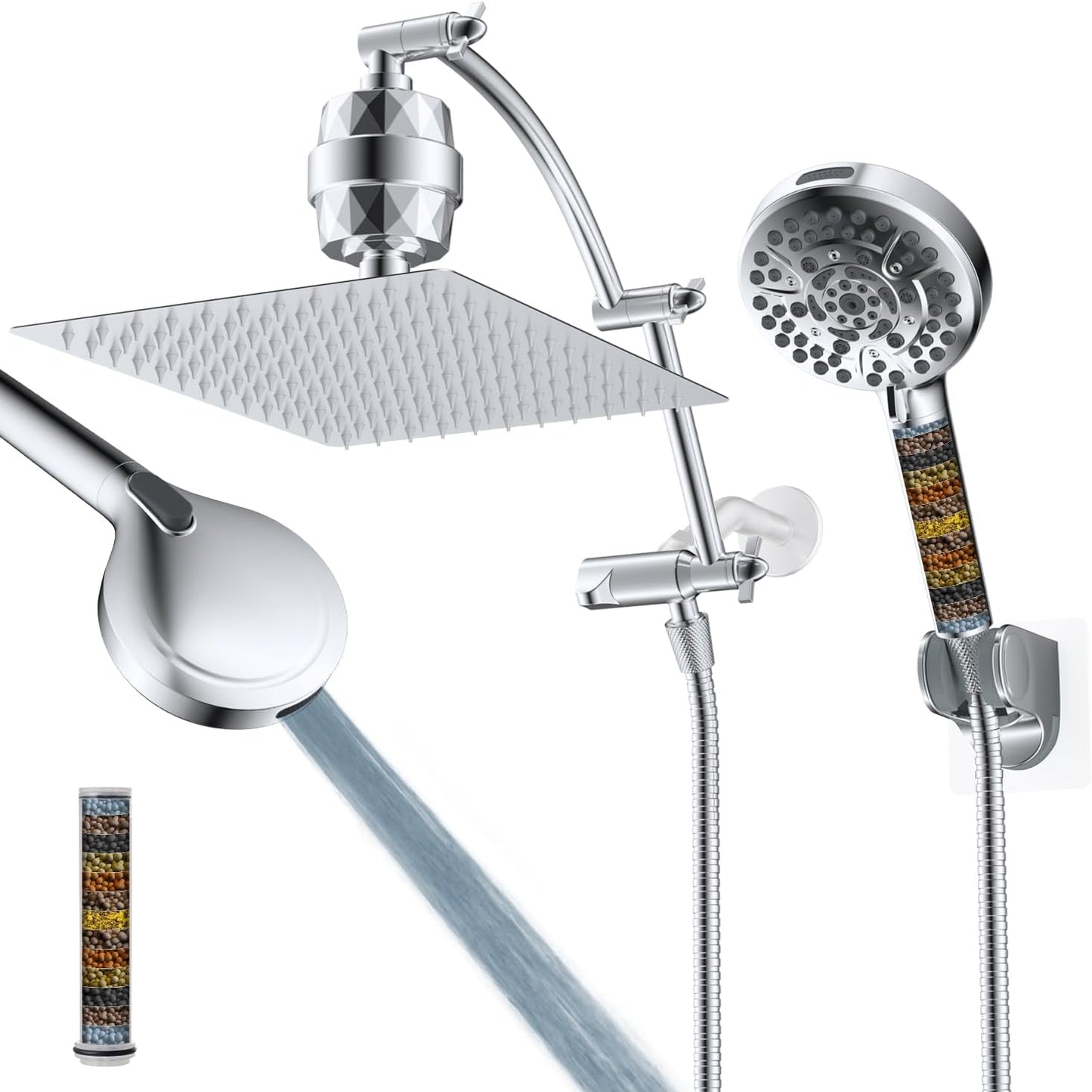 Hibbent 12ft' Dual Filtered Rainfall Shower Head Combo Review