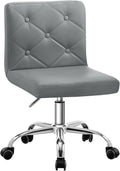 VECELO PU Leather Mid-Back Armless Desk Chair Adjustable Height