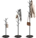 Coat Rack with Natural Marble Base, Black Metal 8-Hook Stand