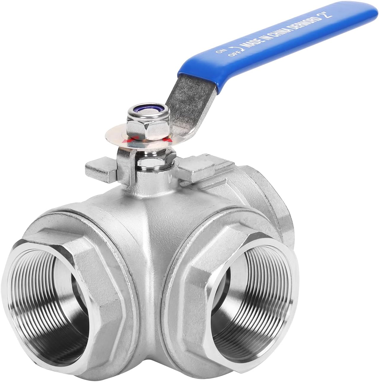 DERNORD 3-Way Ball Valve with Vinyl Locking Handle for Fluids