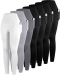 Leggings with Pockets for Women 7-Pack - High Waisted Tummy Control