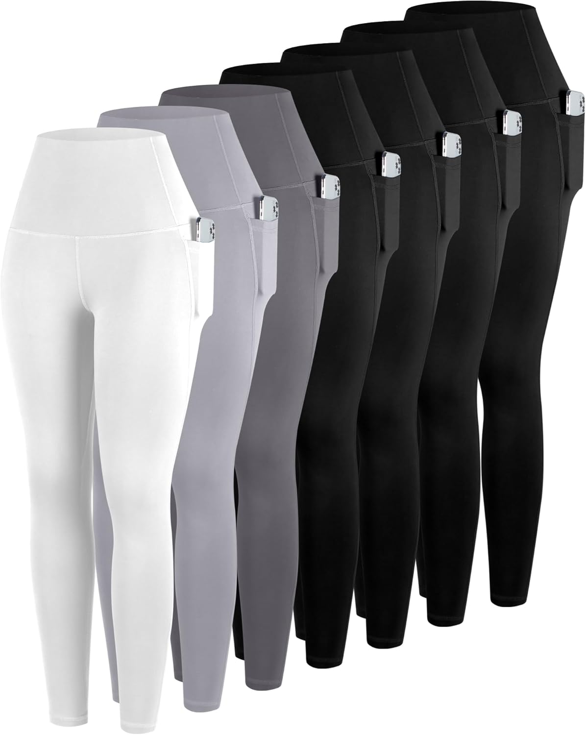 ATHVOTAR Leggings with Pockets for Women - 7 Pack High Waist